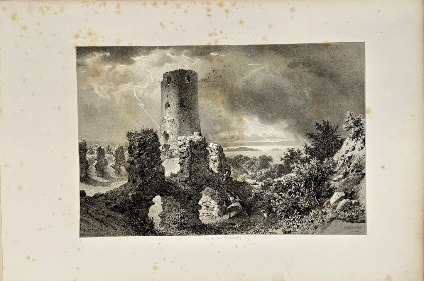 Antique Print - Carl Johan Billmark - View Of Stegeborg Castle - Sweden - F3