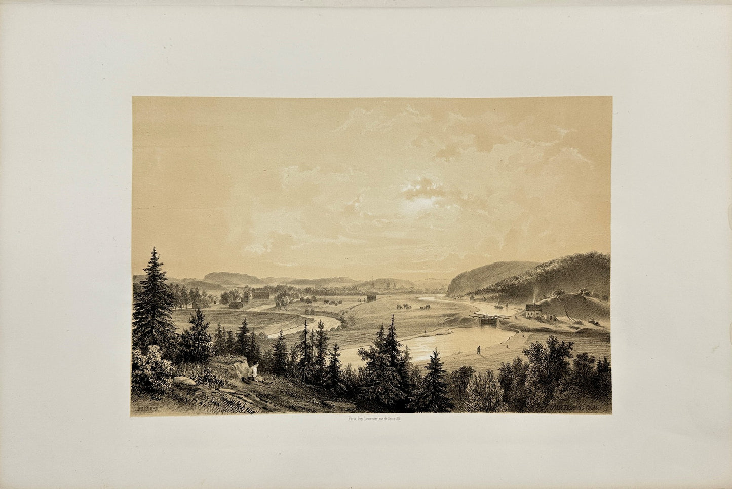 Antique Print - C. Billmark - View Of The City Of Soderkoping - Sweden - F3