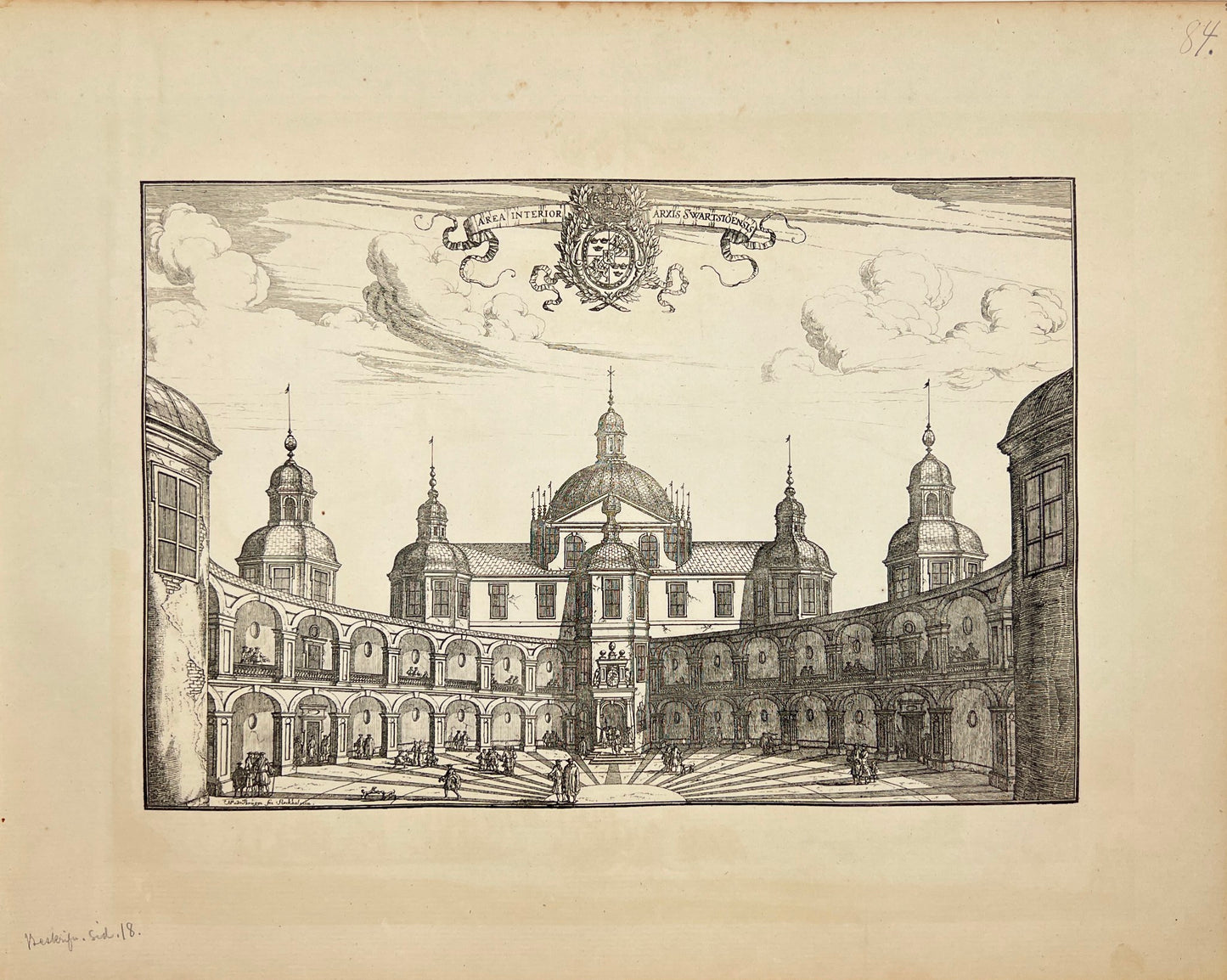 Original Antique Print - Erik Dahlberg - View of Svartsjö Castle - Sweden - E1