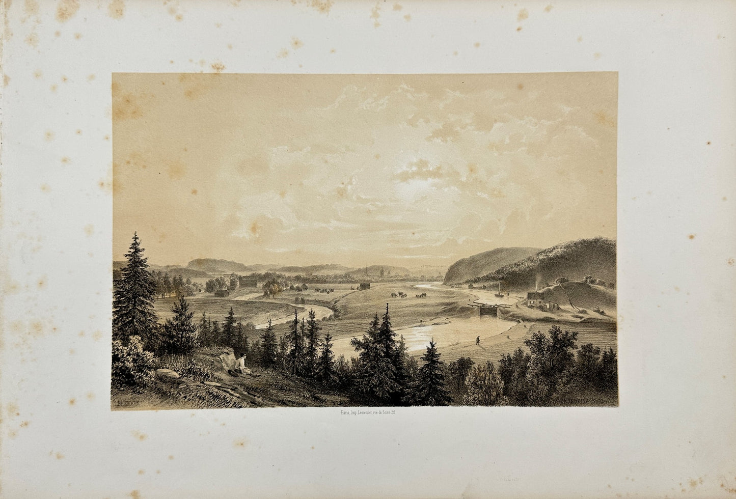 Antique Print - C. Billmark - View Of Locks In Berg, Göta Canal - Sweden - F3