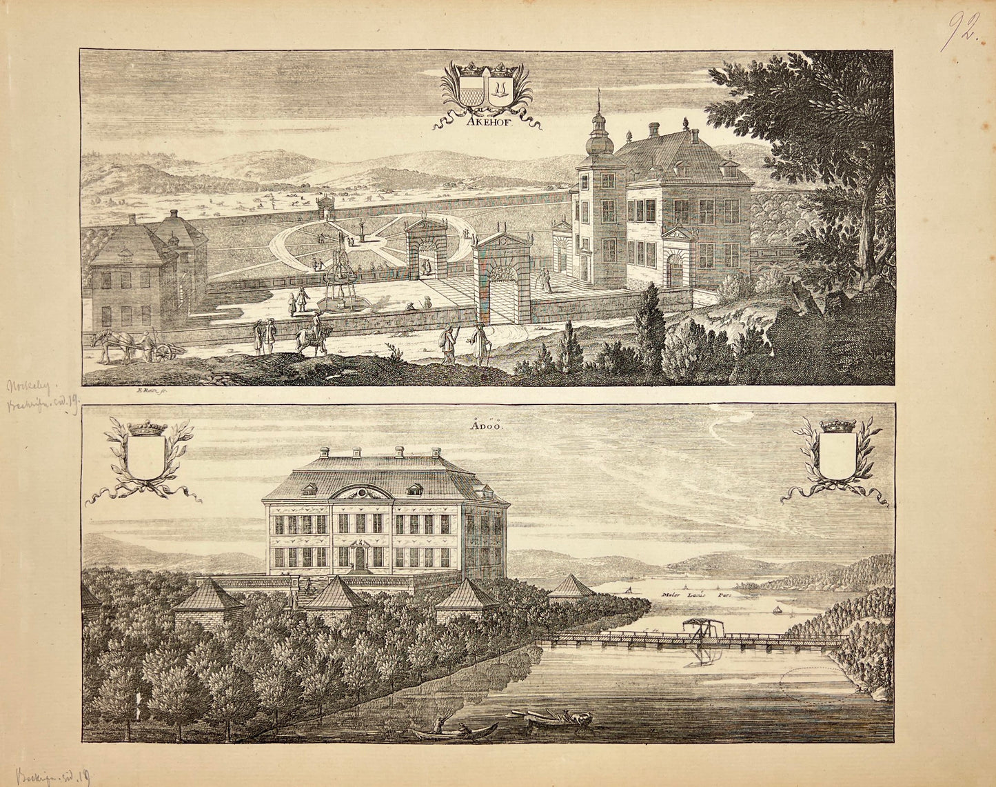 Original Antique Print - Erik Dahlberg - View of Nynäs Castle - Sweden - E1