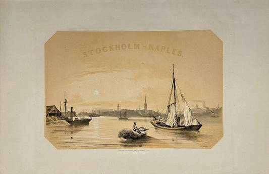 Original Antique Print - Carl Johan Billmark - View Of Stockholm - Sweden - F3