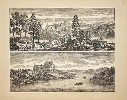 Antique Print - Erik Dahlberg - View of Almarestäket's Castle - Sweden - E1