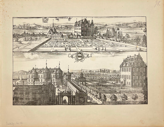 Original Antique Print - Erik Dahlberg - View of Ekebyholm Castle - Sweden - E1