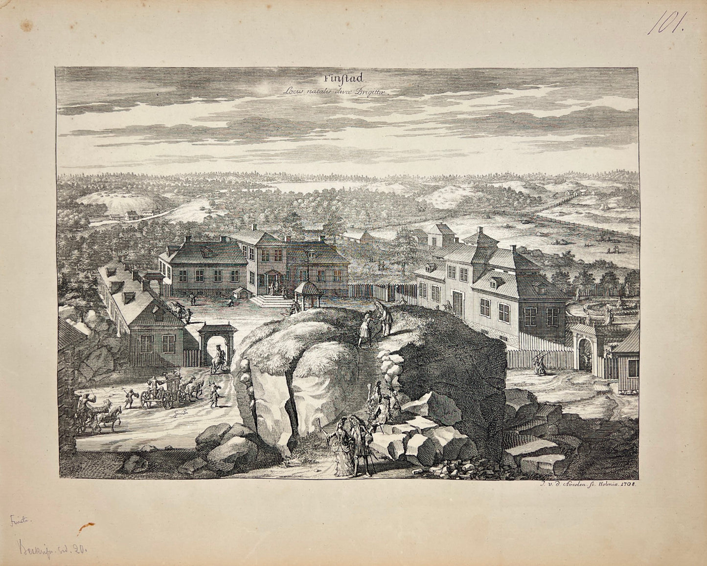 Original Antique Print - Erik Dahlberg - View of Finsta in Sweden - E1