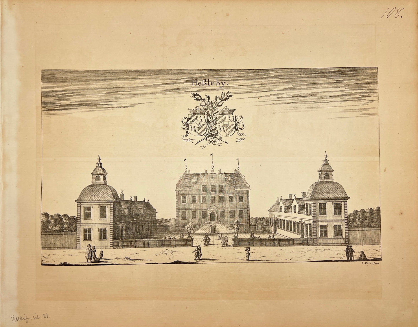 Original Antique Print - Erik Dahlberg - View of Hässelby Castle - Sweden - E1