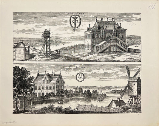 Original Antique Print - Erik Dahlberg - View of Uppland Museum - Sweden - E1