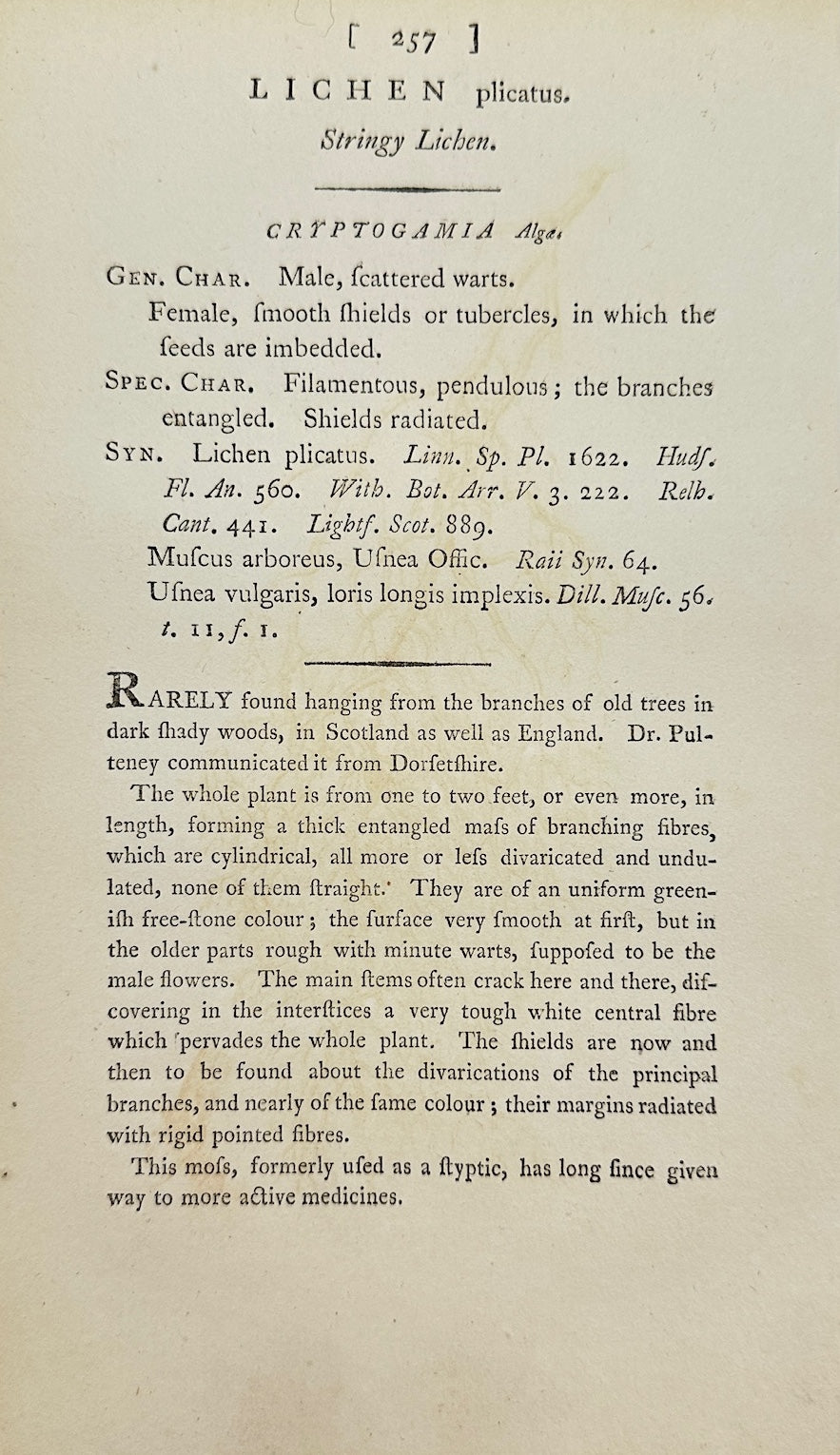Antique Botanical Print - James Sowerby - Lichen Plicatus - Folded Lichen - F1