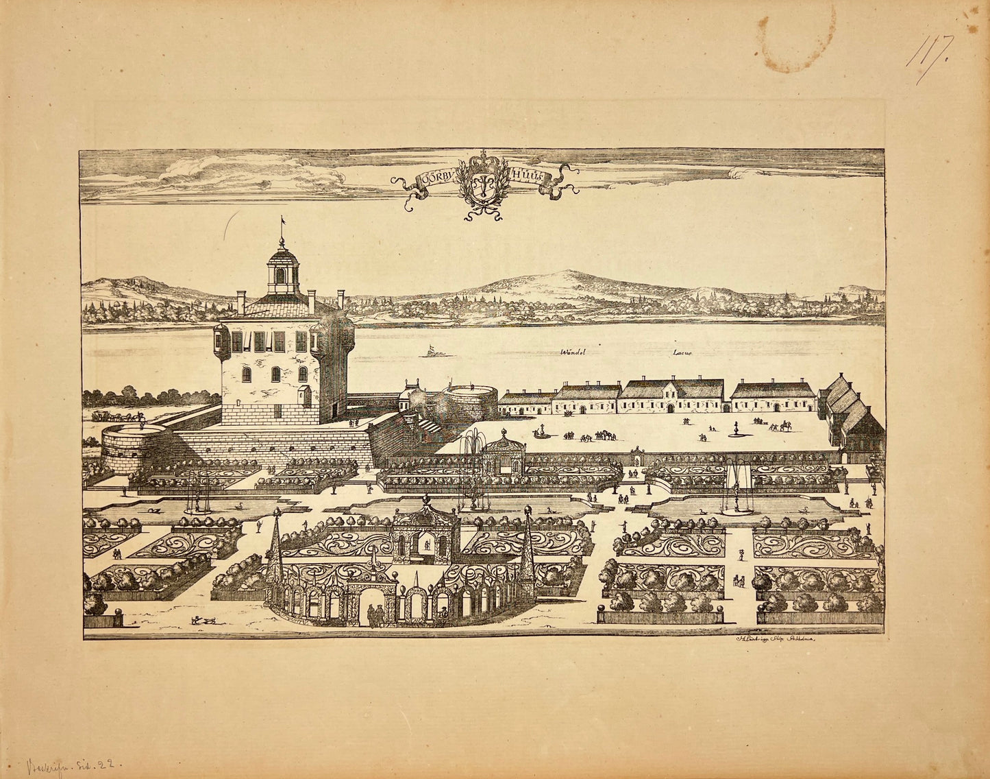 Original Antique Print - Erik Dahlberg - View of Örbyhus Castle - Sweden - E1
