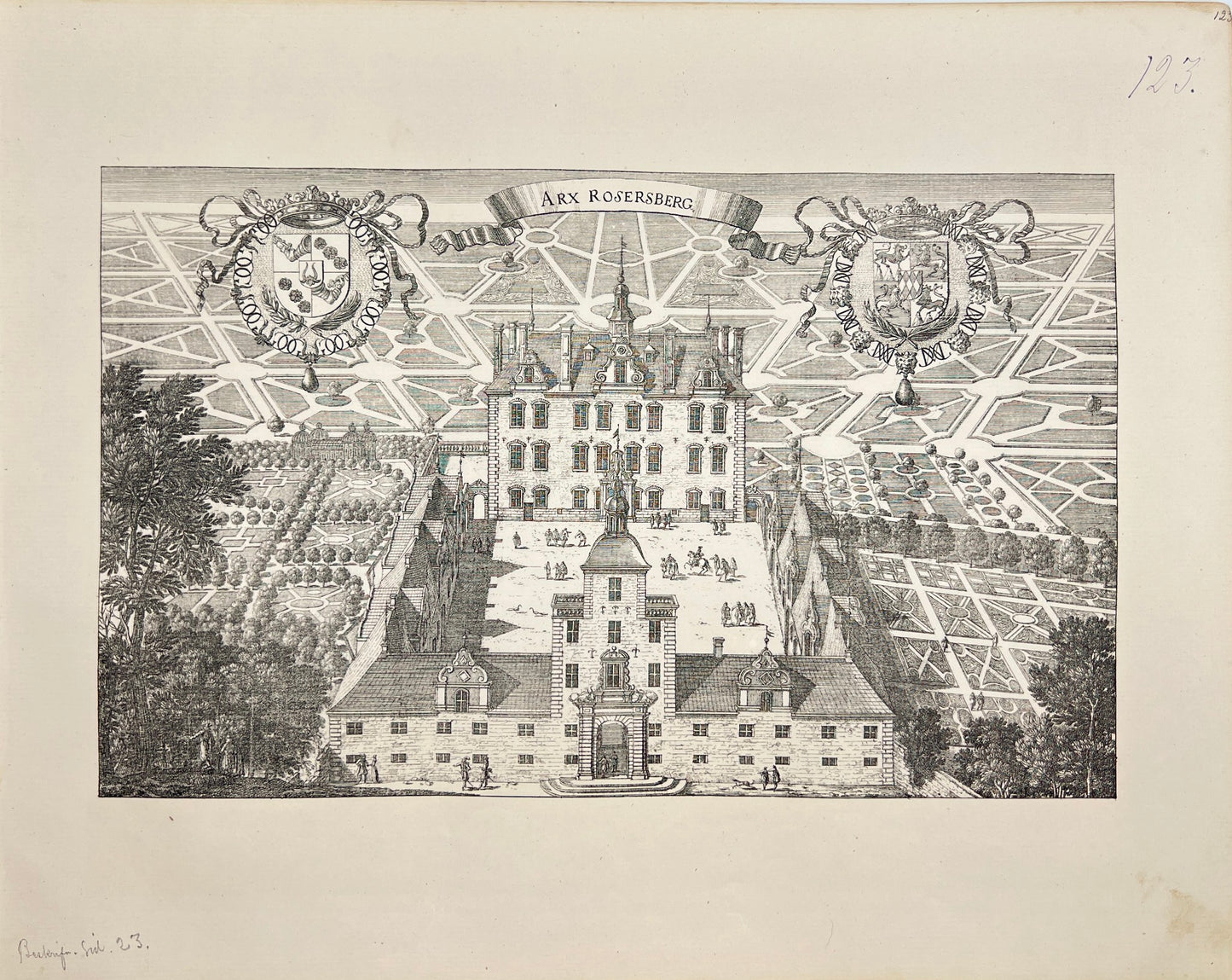 Original Antique Print - Erik Dahlberg - View of Rosersberg Castle - Sweden - E1