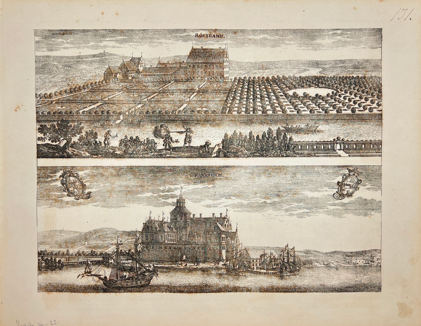 Original Antique Print - Erik Dahlberg - View of Ridboholm in Stockholm - E1