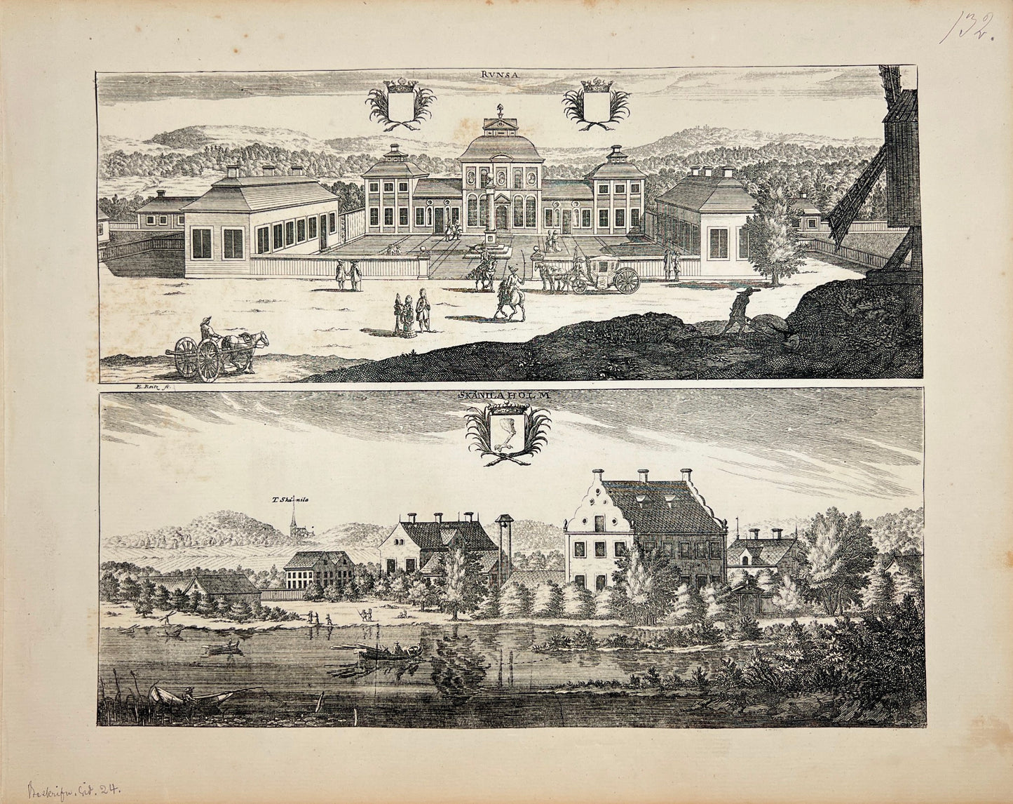 Antique Print - Erik Dahlberg - View of Schloss Skånelaholm in Stockholm - E1