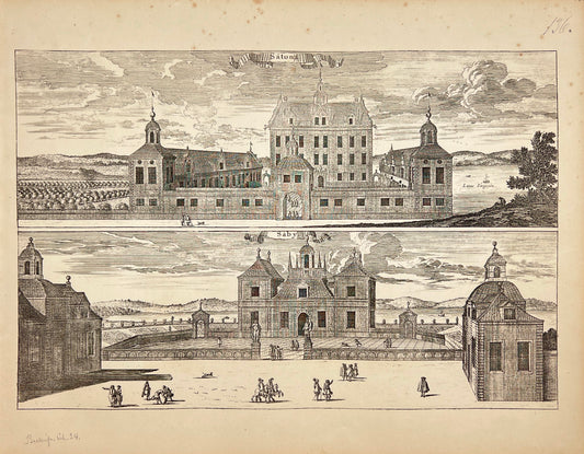 Antique Print - Erik Dahlberg - View of View of the Cottage in Sätuna - E1