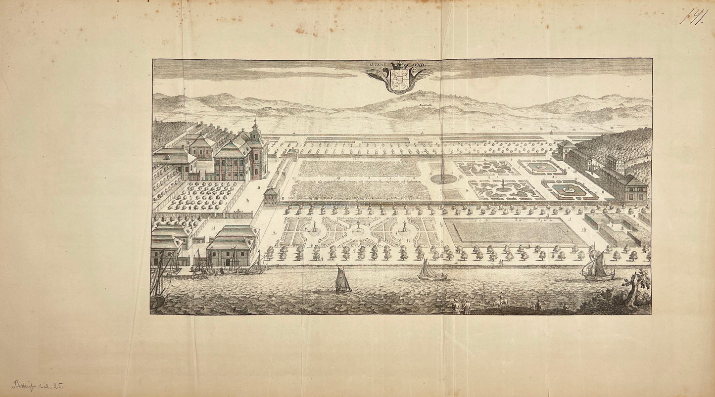 Original Antique Print - Erik Dahlberg - View of Stavsund Castle in Sweden - E1