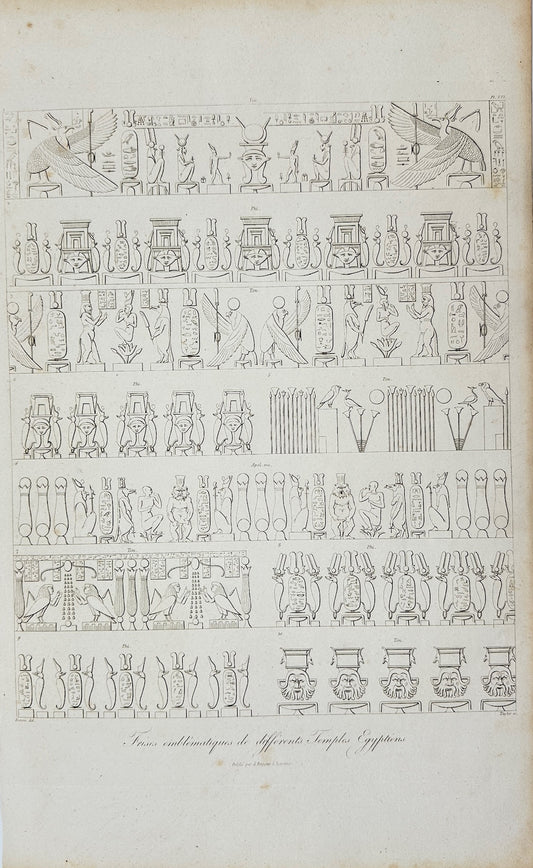 Antique Print - Denon - Friezes from Different Egyptian Temples - Egypt - F3