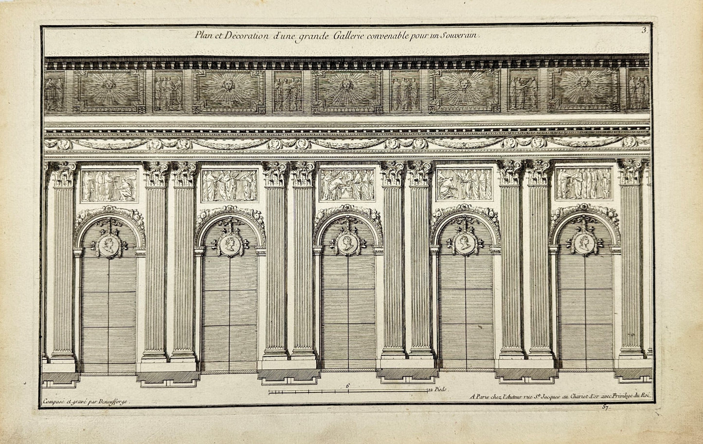 Original Antique Architectural Print - Gallery Layout and Decor - France - F3