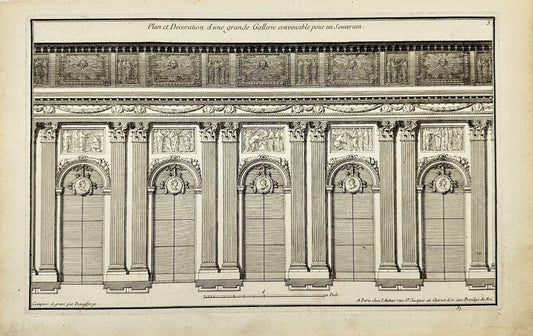 Original Antique Architectural Print - Gallery Layout and Decor - France - F3