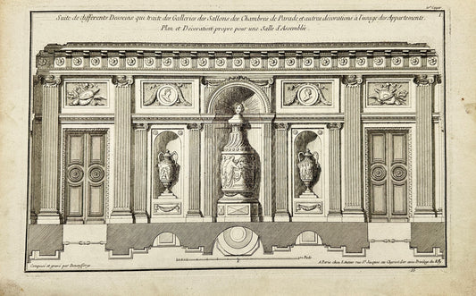 Original Antique Print - Jean-Francois de Neufforge - Meeting Room Plan - F3