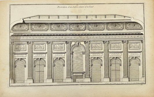 Original Antique Architectural Print - Decoration of a Salon - France - F3