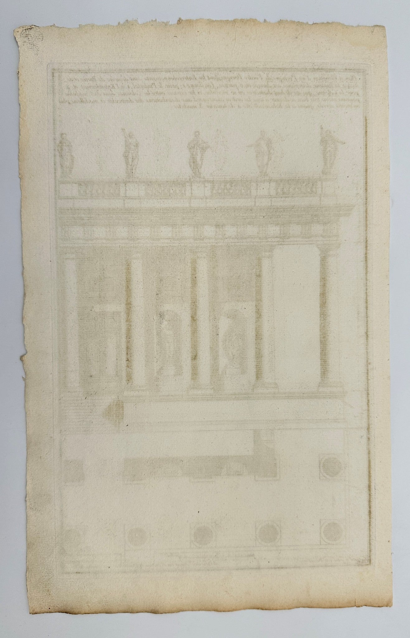 Antique Architectural Engraving - Design for a Portico - France - F3