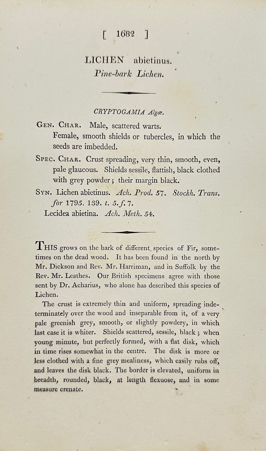 Antique Botanical Print - James Sowerby - Lichen Abietinus - Fir Lichen - F1