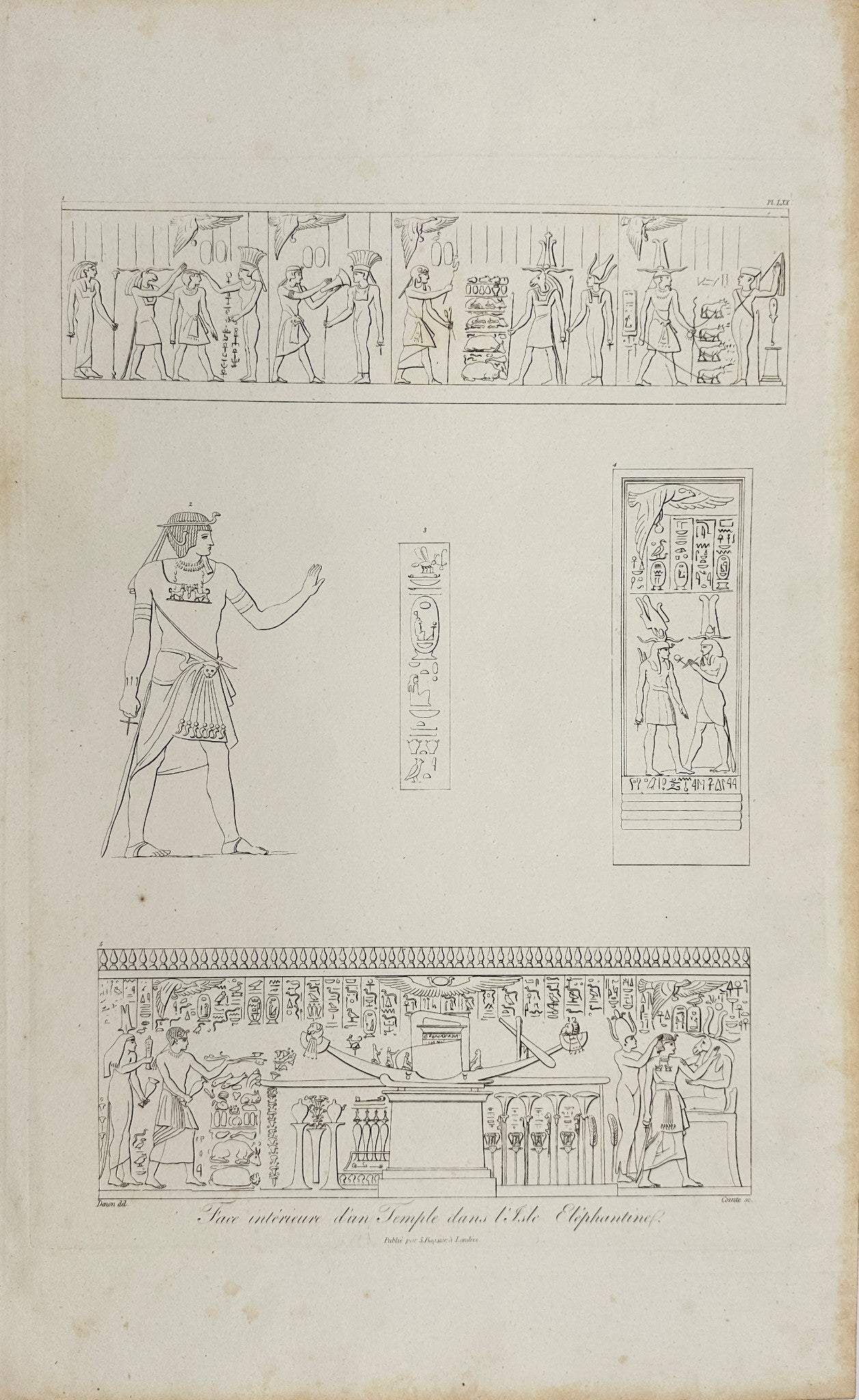Antique Print - Dominique Vivant Denon - Egyptian Pharaohs and Eroglyphs - F3