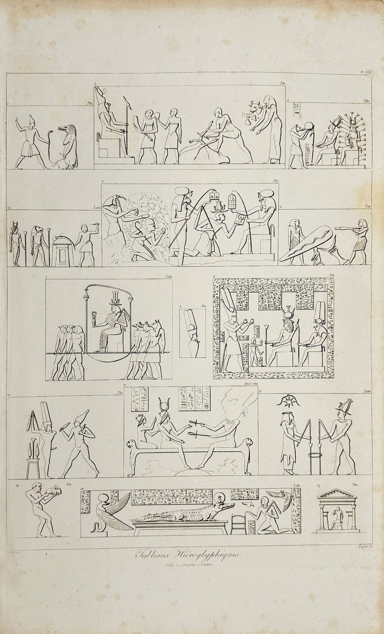 Antique Print - Dominique Vivant Denon - Guillaume Hieroglyphs - Egypt - F3