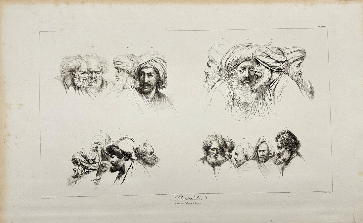 Antique Engraving - Dominique Vivant Denon - Portraits of Four Arabs - F3