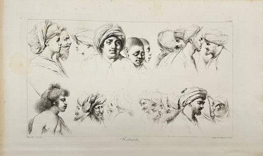 Antique Engraving - Dominique Vivant Denon - Portraits of Turk Pasha - F3
