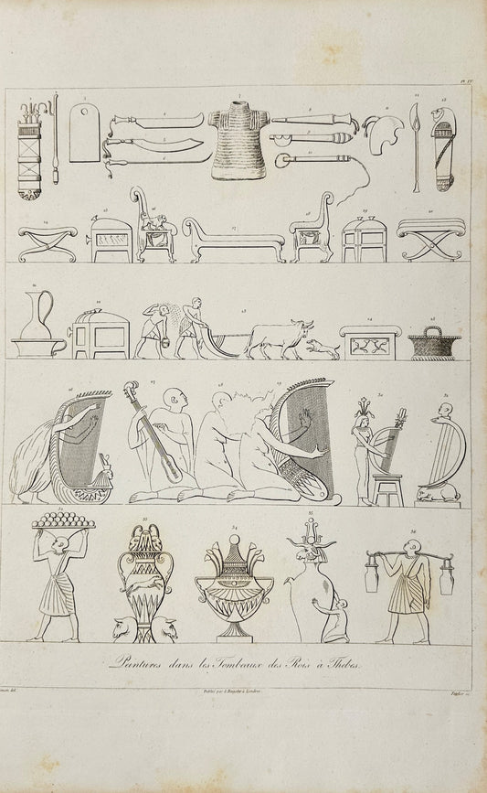 Antique Engraving - Dominique Vivant Denon - Egyptian Hieroglyphs - F3