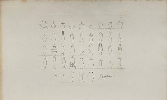 Oiginal Antique Engraving - Dominique Vivant Denon - Egyptian Pottery - F3