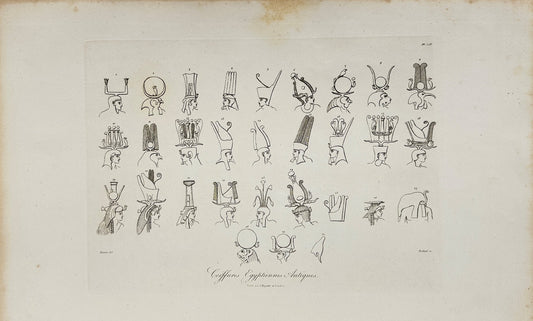 Antique Engraving - Dominique Vivant Denon - Portraits of Egyptian Pharaohs - F3