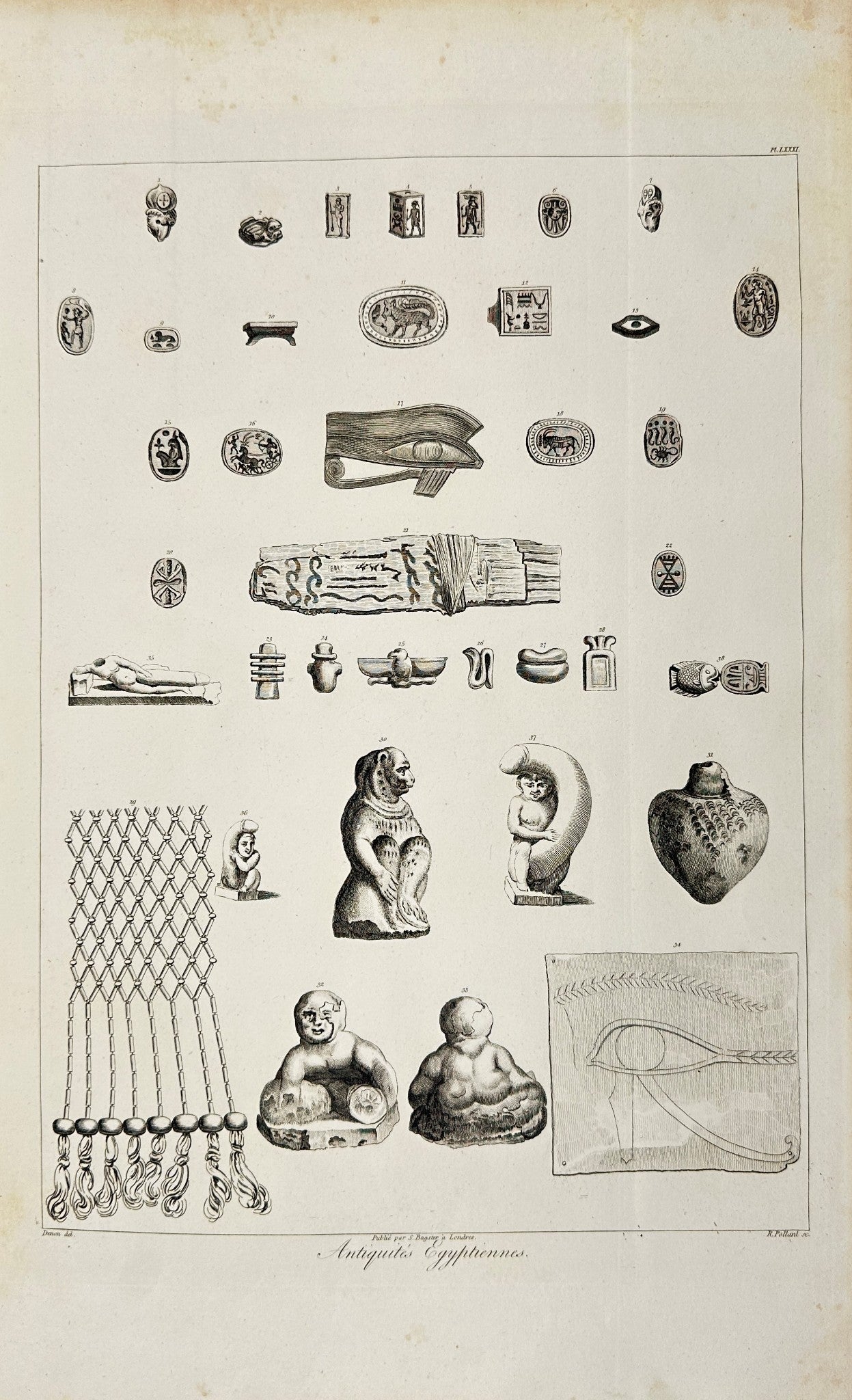 Original Antique Engraving - Dominique Vivant Denon - Egyptian Antiquities - F3