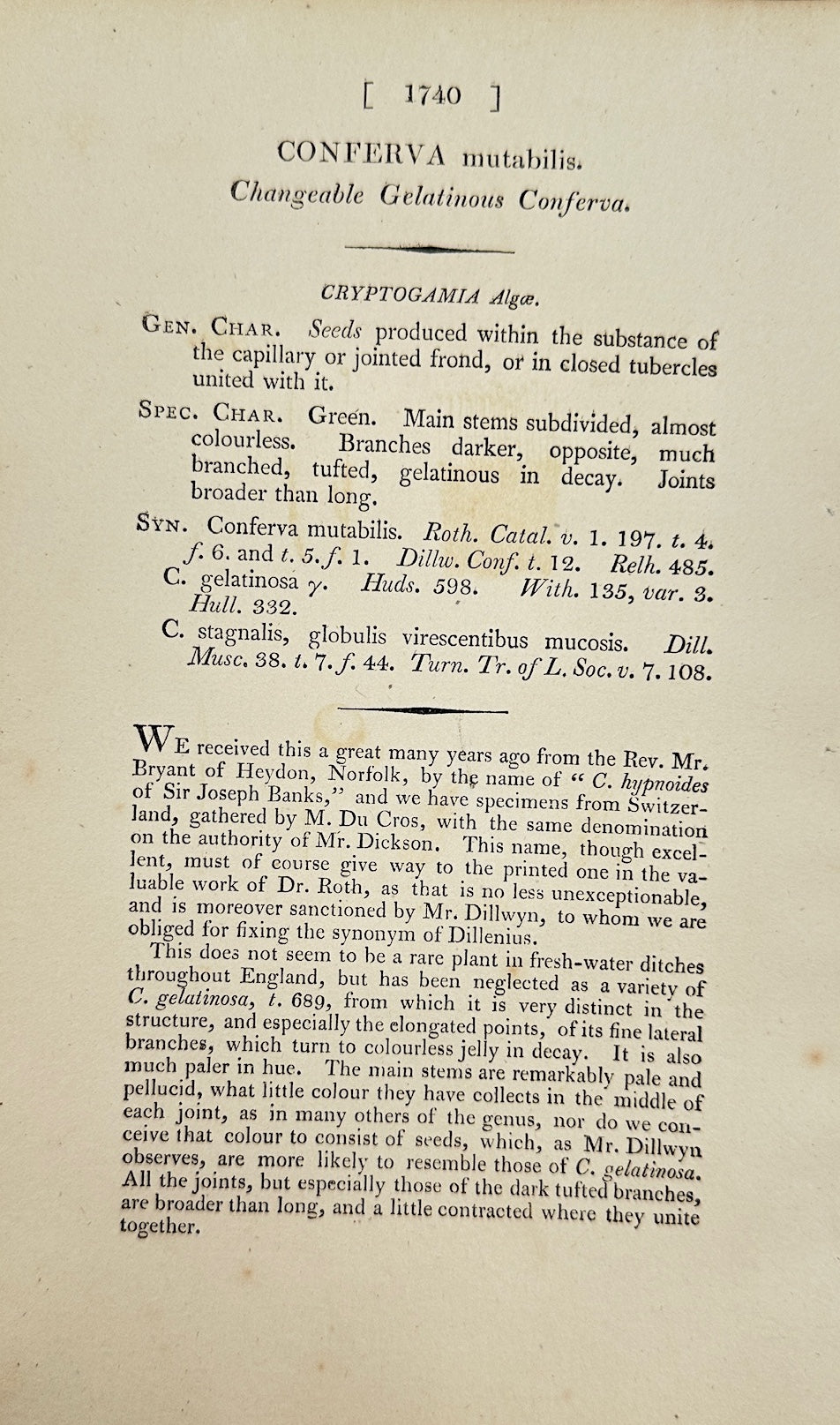 Antique Print - James Sowerby - Conferva Mutabilis - Mutable Conferva - F1