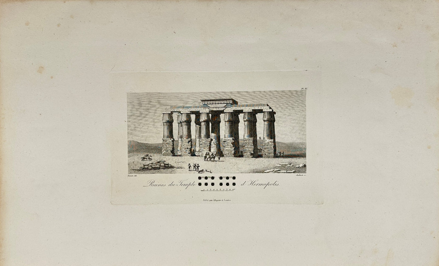 Antique Engraving - Dominique Vivant Denon - View of the Ruins - Egypt - F3