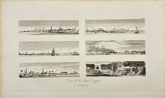 Antique Print - Dominique Vivant Denon - View of Shore and Ships - Egypt - F3