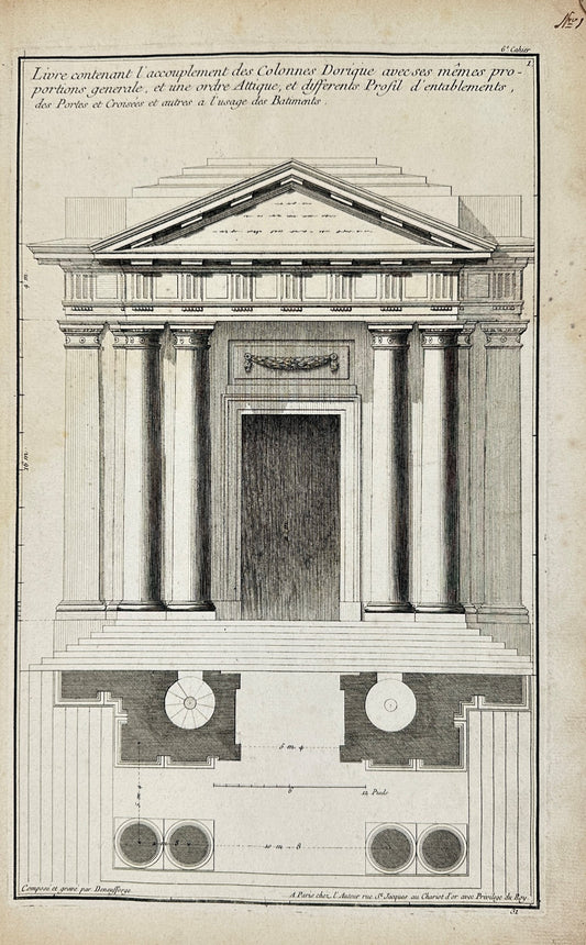 Original Antique Print - Jean-Francois de Neufforge - Temple of Portuna - F4
