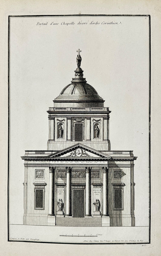 Original Antique Print - Jean-Francois de Neufforge - Portal of a Chapel - F4