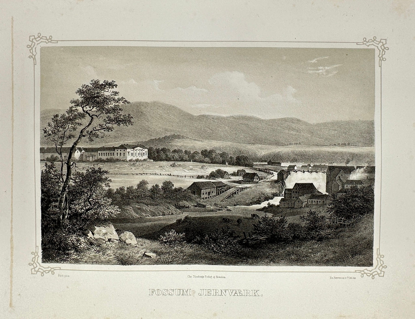 Antique Landscape Print - Adolph Tidemand - Fossum Ironworks - Norway - F4