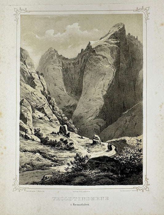 Antique Landscape Print - Adolph Tidemand - Troll Peaks - Norway - F4