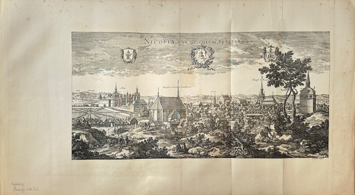 Antique Print - Dahlberg - View of Nykoping - Ancient and Modern Sweden - E1