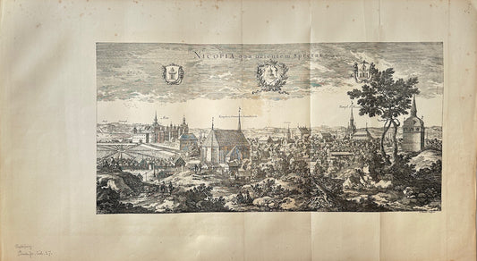 Antique Print - Dahlberg - View of Nykoping - Ancient and Modern Sweden - E1
