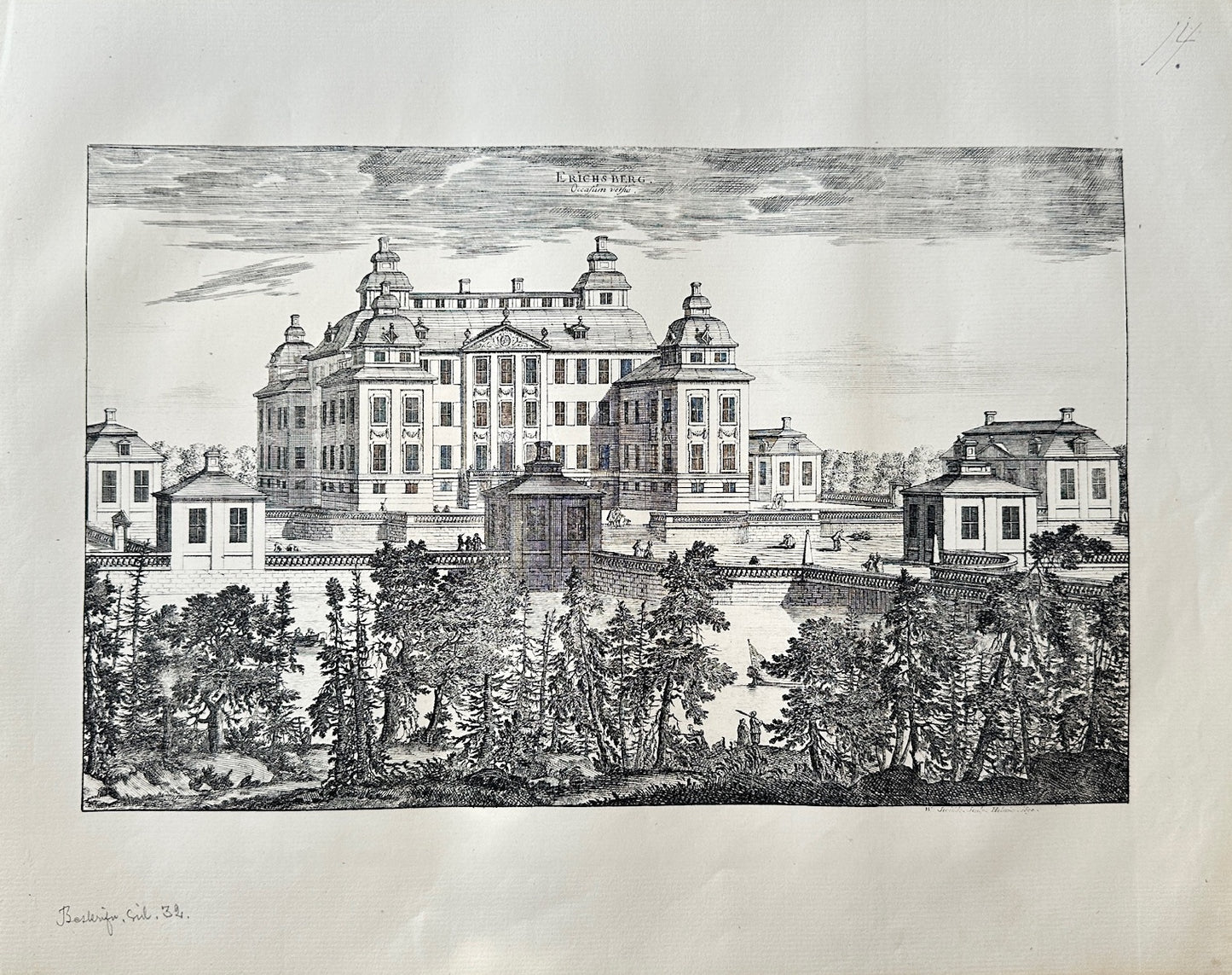 Antique Topographical - Erik Dahlberg - View of Ericsberg Castle in Sweden - E1