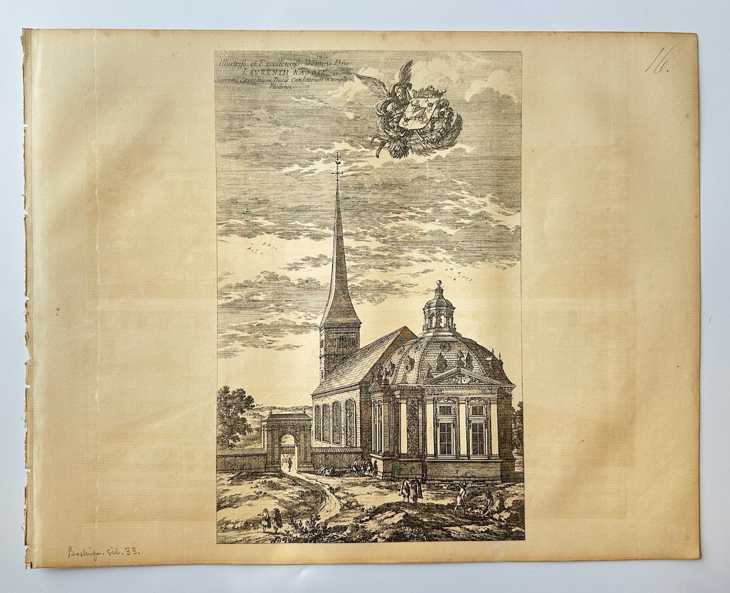 Original Antique Topographical - Erik Dahlberg - View of Floda Church - E1