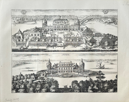 Antique Topographical - Erik Dahlberg - View of Sjoholms Herrgard in Sweden - E1