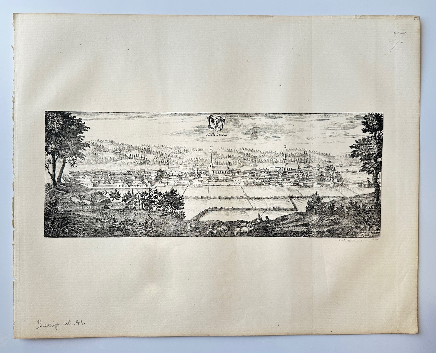 Antique Topographical - Erik Dahlberg - View of Vastmanland in Sweden - E1