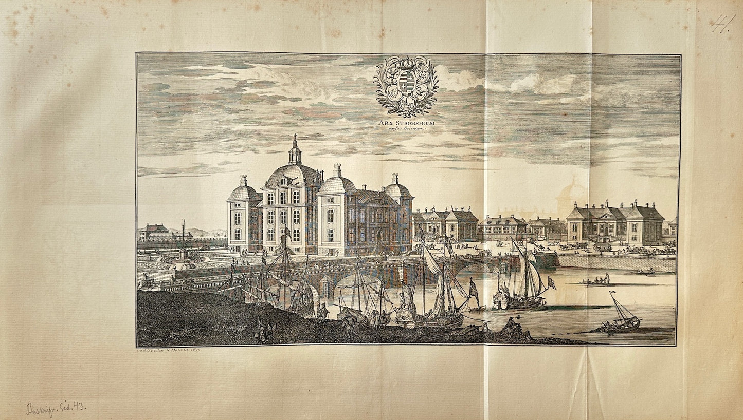 Antique Topographical - Erik Dahlberg - View of Stromsholm Castle in Sweden - E1