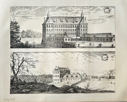 Antique Topographical - Erik Dahlberg - View of Malhammar in Sweden - E1