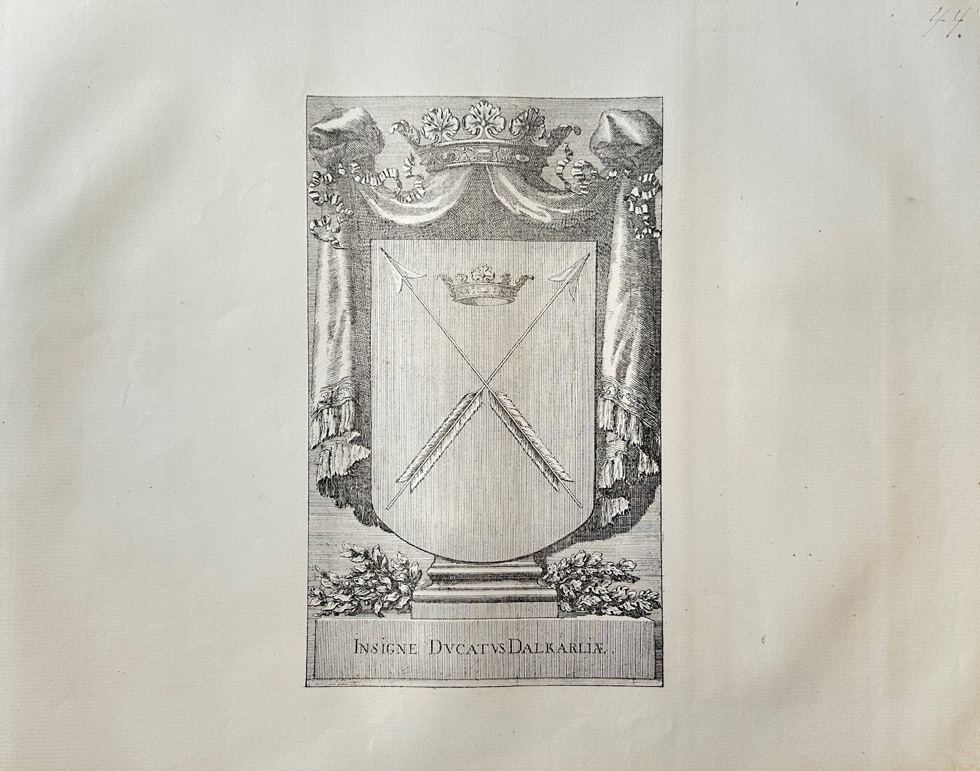 Antique Topographical - Dahlberg - Insignia Ducatus Dalkarlia - Heraldry - E1