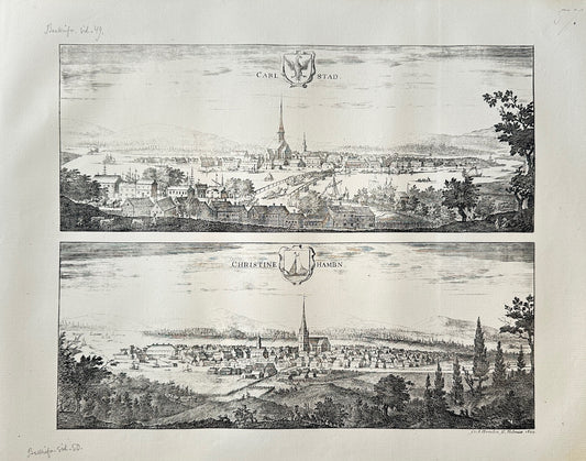 Antique Topographical - Erik Dahlberg - View of Nykoping in Sweden - E1